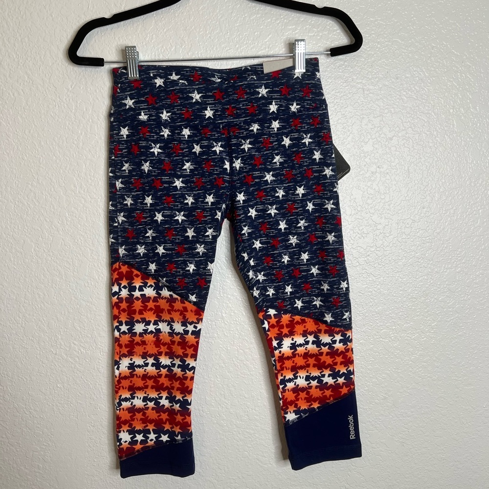 NWT Reebok Leggings Cropped Stars and Stripes USA